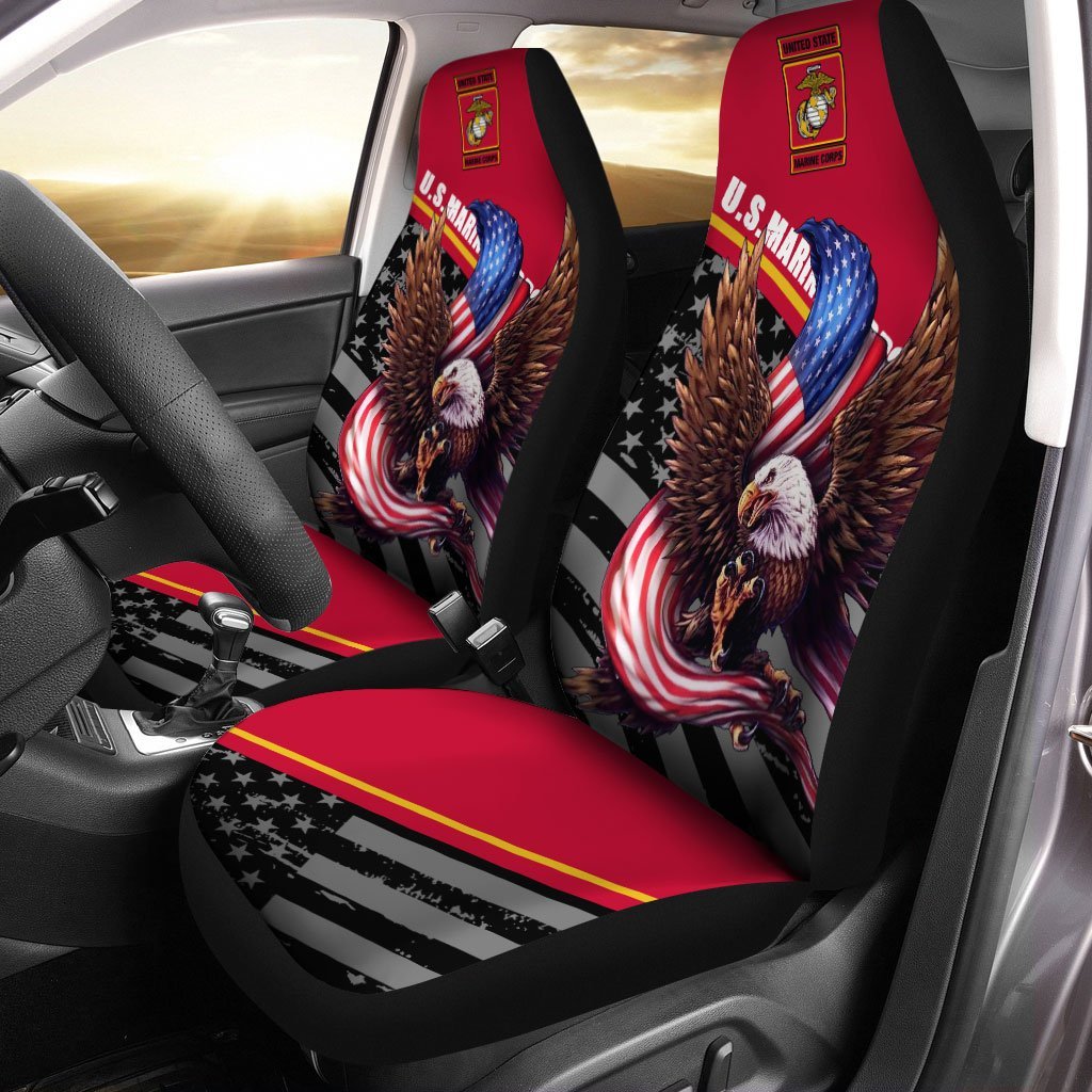 USMC Car Seat Cover Bald Eagle American Flag US Marine Corps