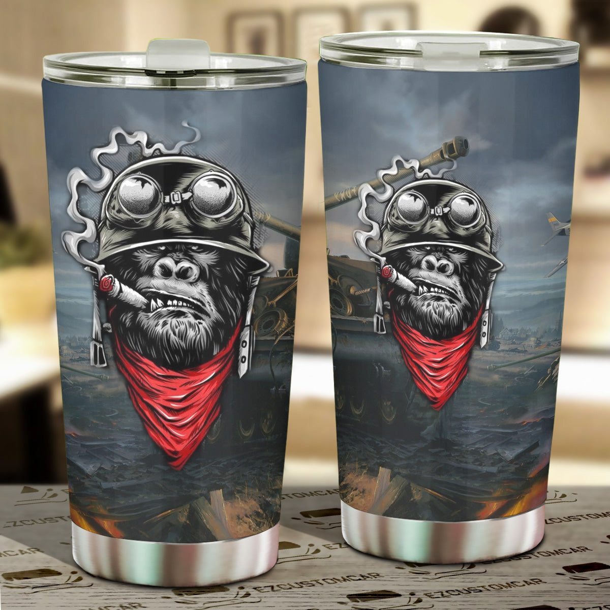 The War Monkey Car Tumbler Cup Custom Animal Car Accessories