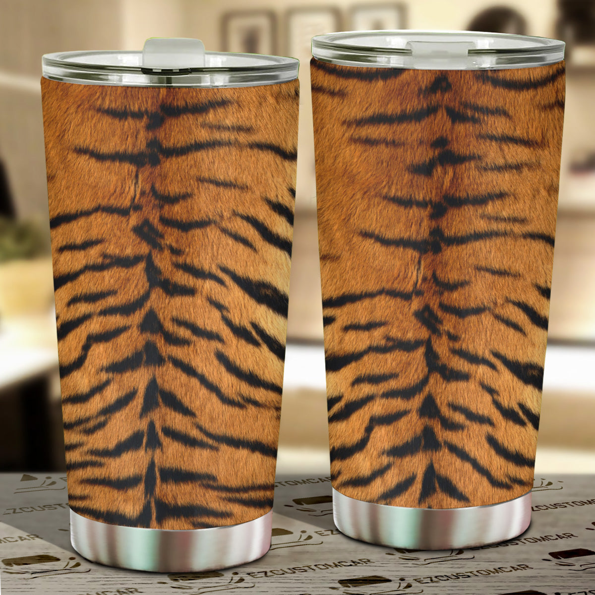 Tiger Skin Stainless Steel Tumbler Custom Animal Car Accessories