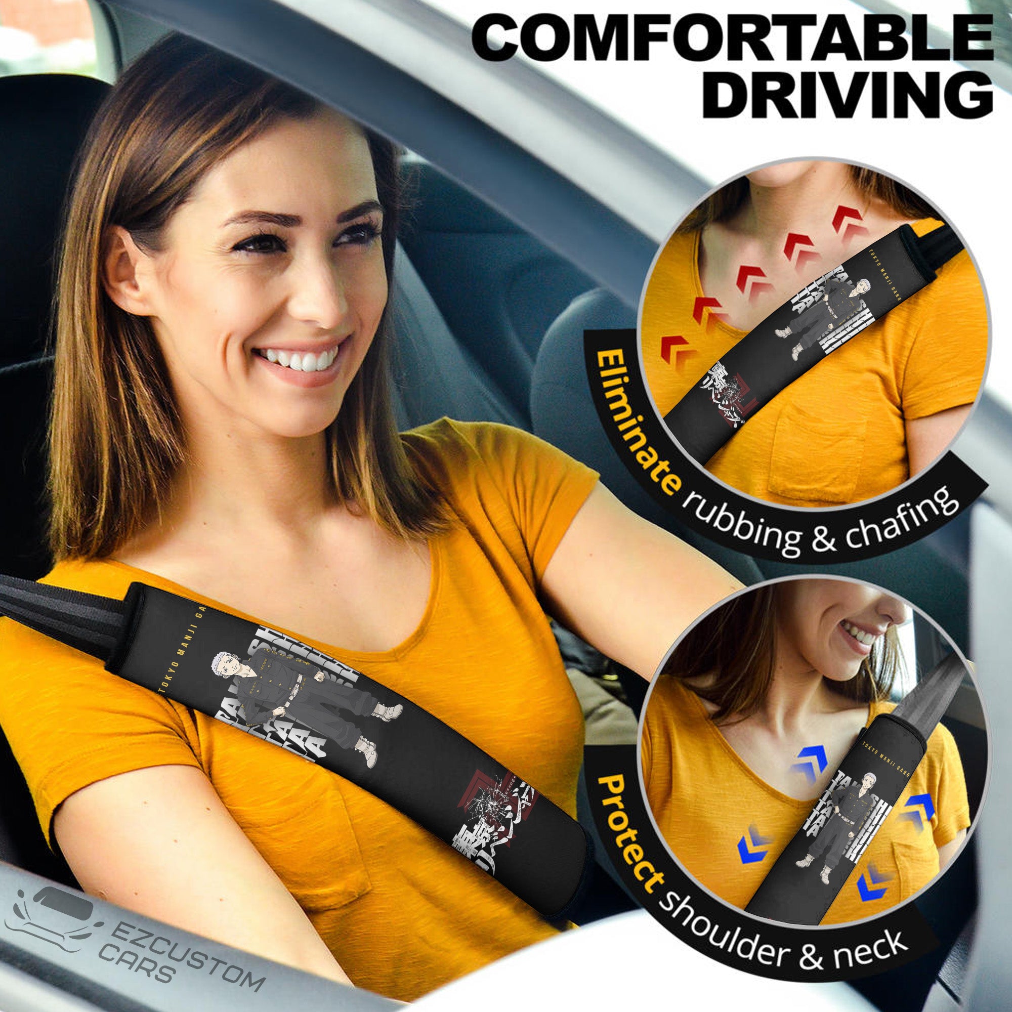 Tokyo Manji Gang Anime Custom Seat Belt Covers Car Accessories