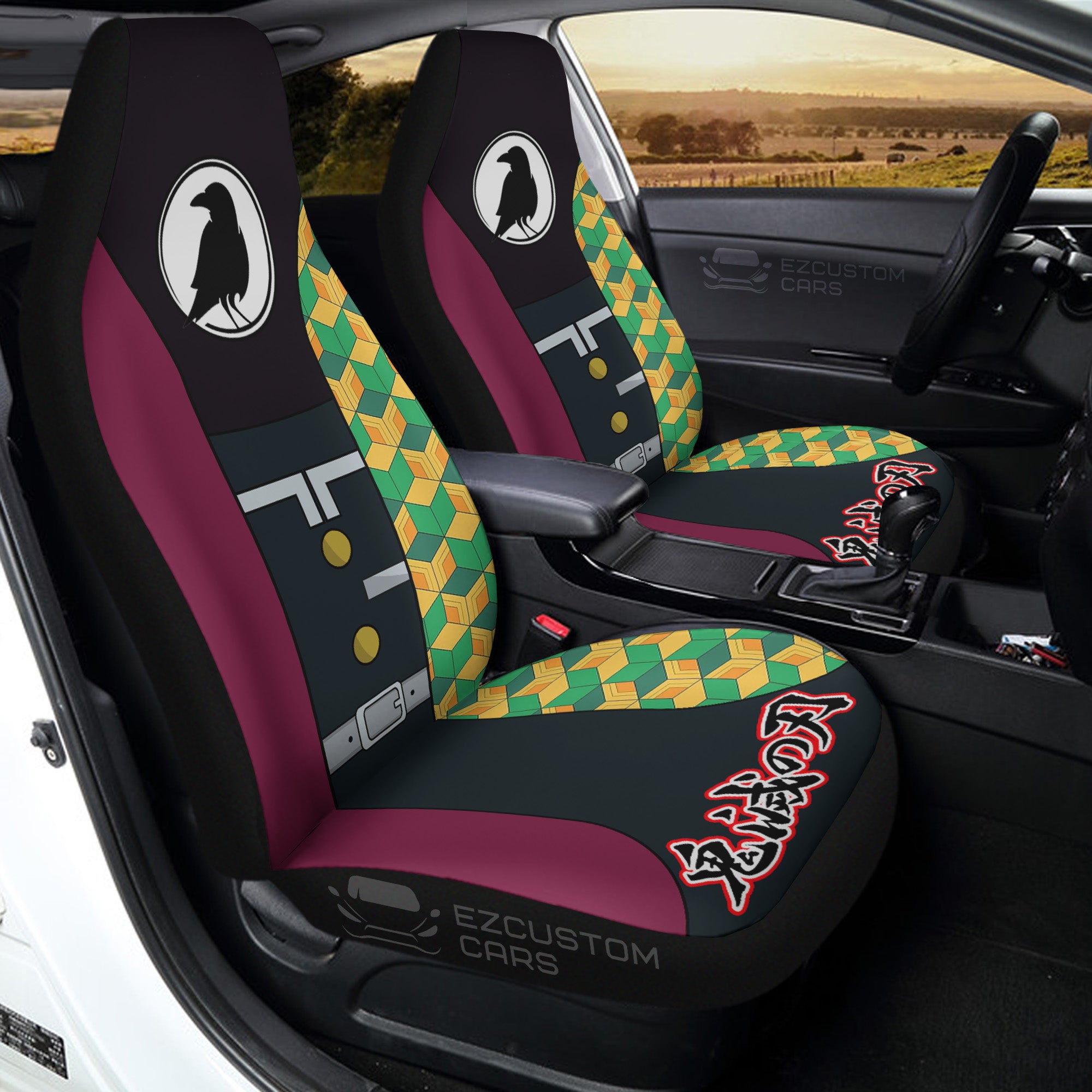 Tomioka Giyuu Pattern Demon Slayer Car Seat Covers Custom Anime Car Accessories