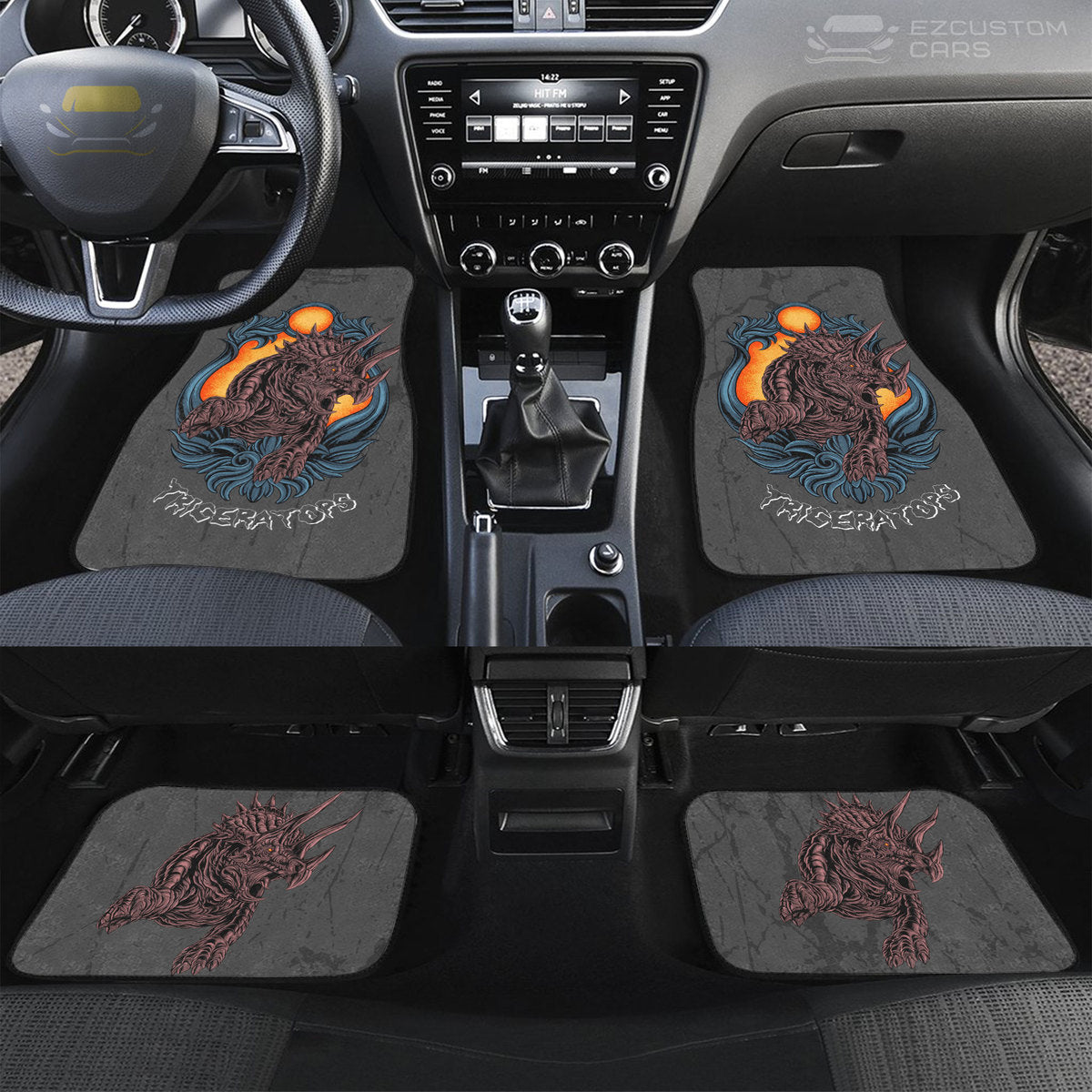 Triceratops Car Floor Mats Custom Dinosaur Car Accessories