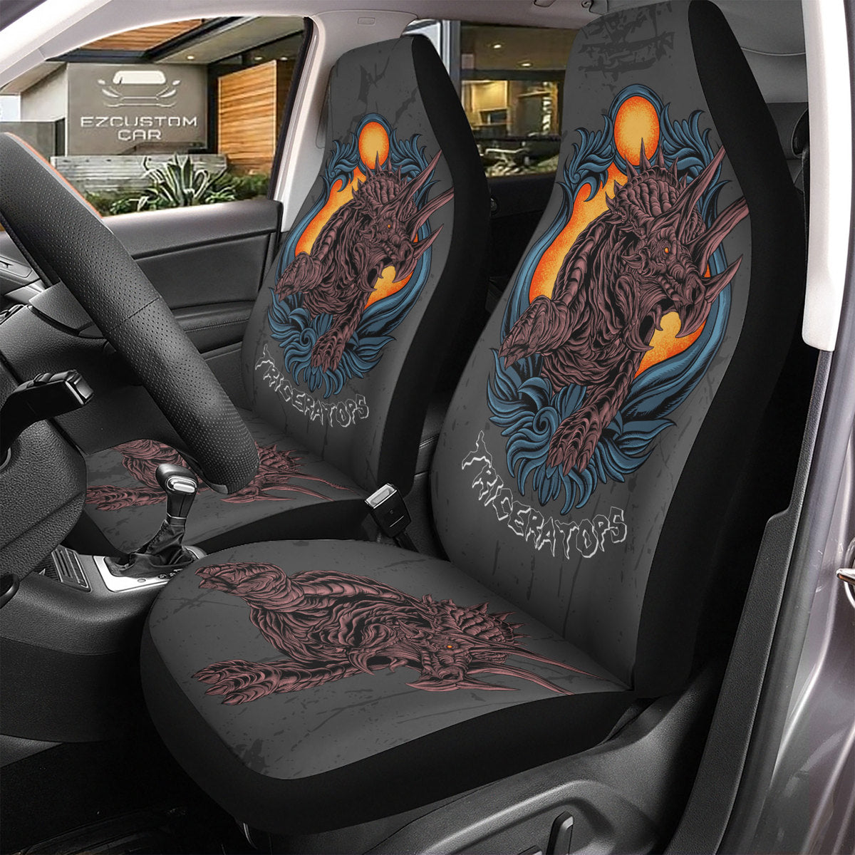 Triceratops Car Seat Covers Custom Dinosaur Car Accessories