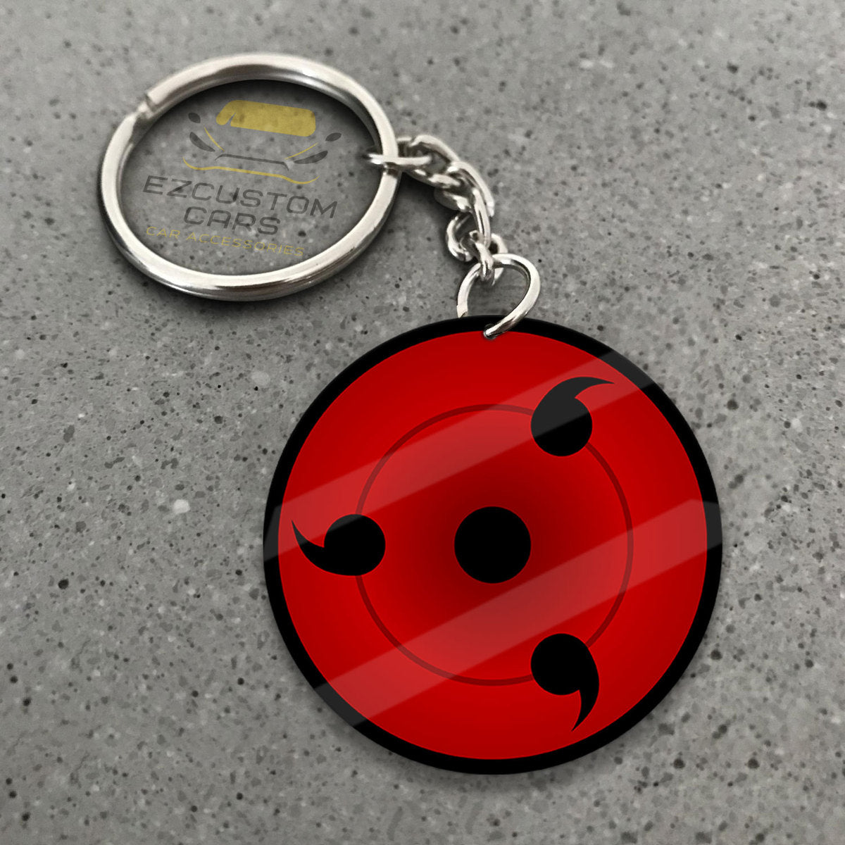 Triple Tomoe Sharingan Keychains Custom Naruto Anime Car Accessories