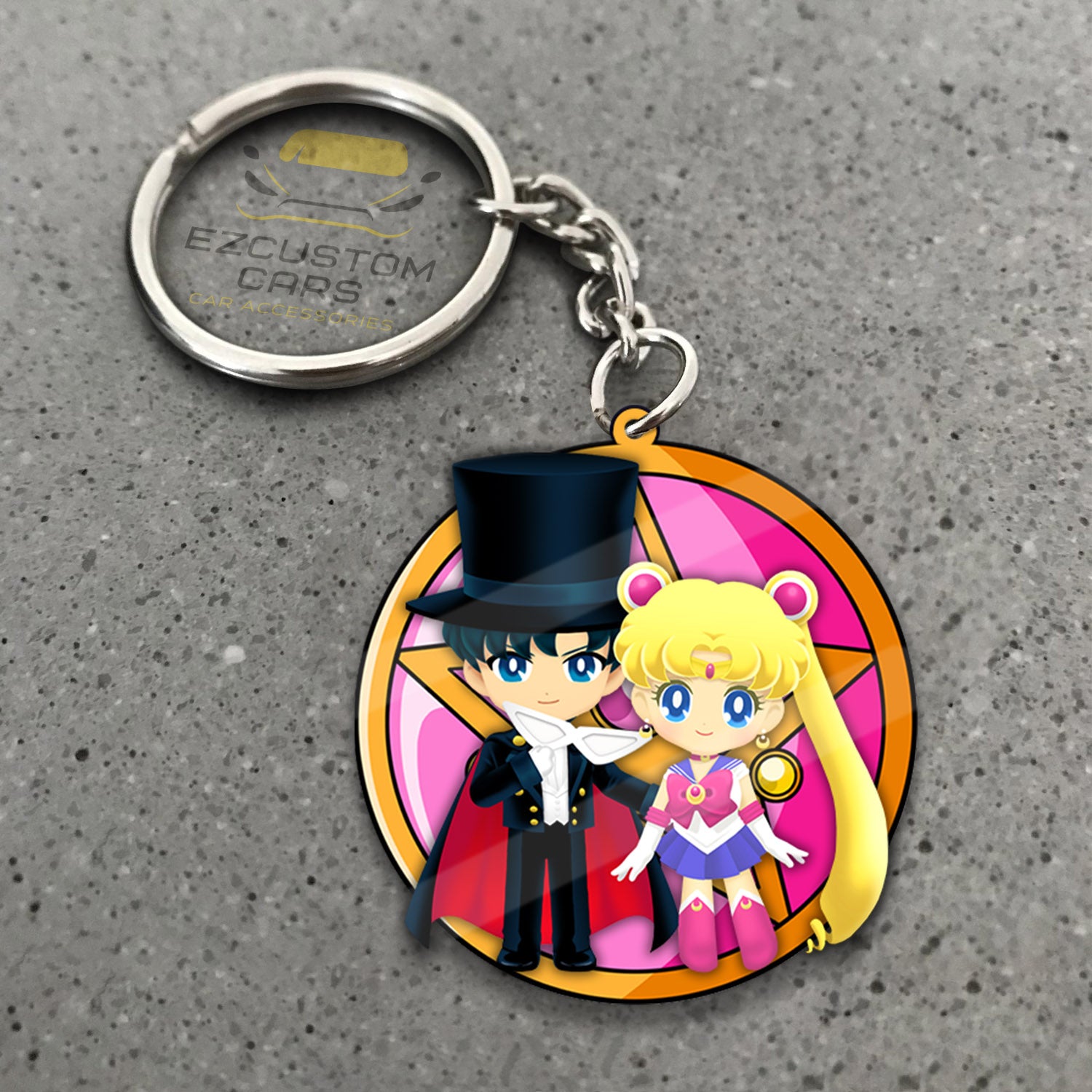 Tuxedo Mask x Sailor Moon Keychains Custom Sailor Moon Anime Car Accessories