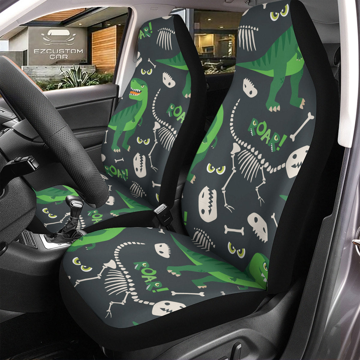 Tyrannosaurus Rex Pattern Car Seat Covers Custom Dinosaur Car Accessories