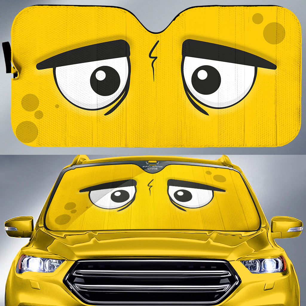 Unhappy Cartoon Eyes Car Windshield Sun Shade