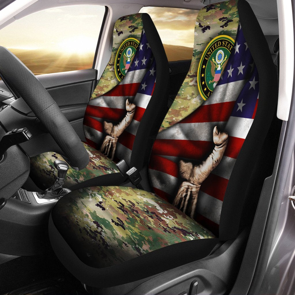 US Army Behind Flag Car Seat Covers