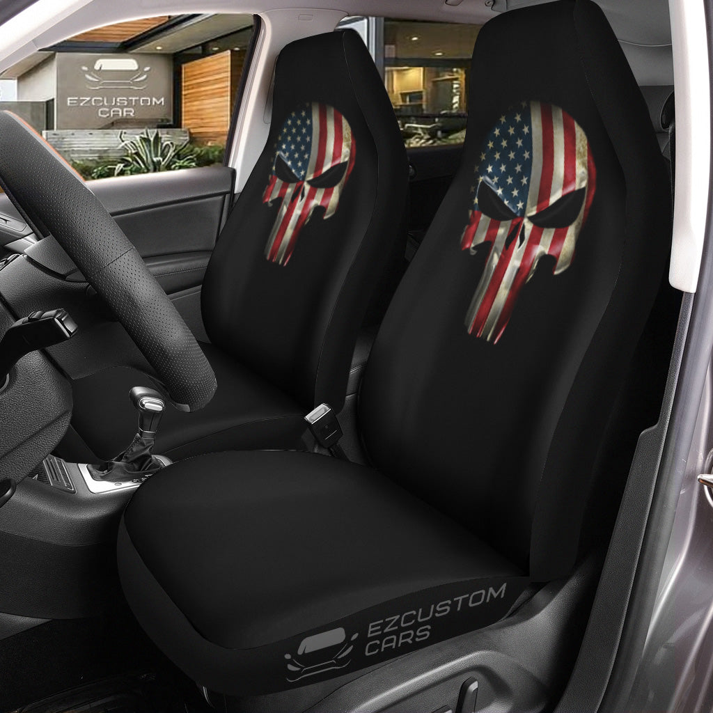 Urgen Skull American Flag Car Seat Covers Custom Skull Car Accessories