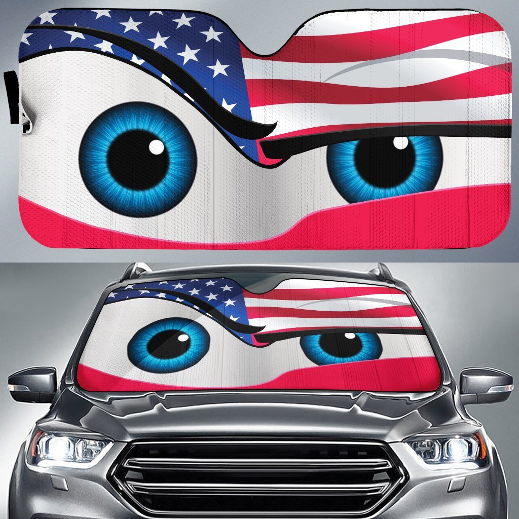 USA flag Eyes Cartoon Colorful Custom Car Windshield Sunshades