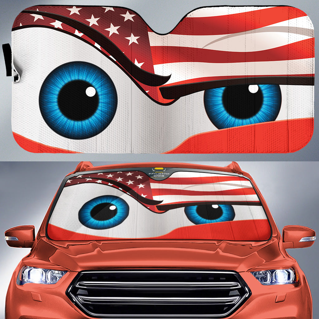 USA flag Eyes Cartoon Custom Car Windshield Sunshades