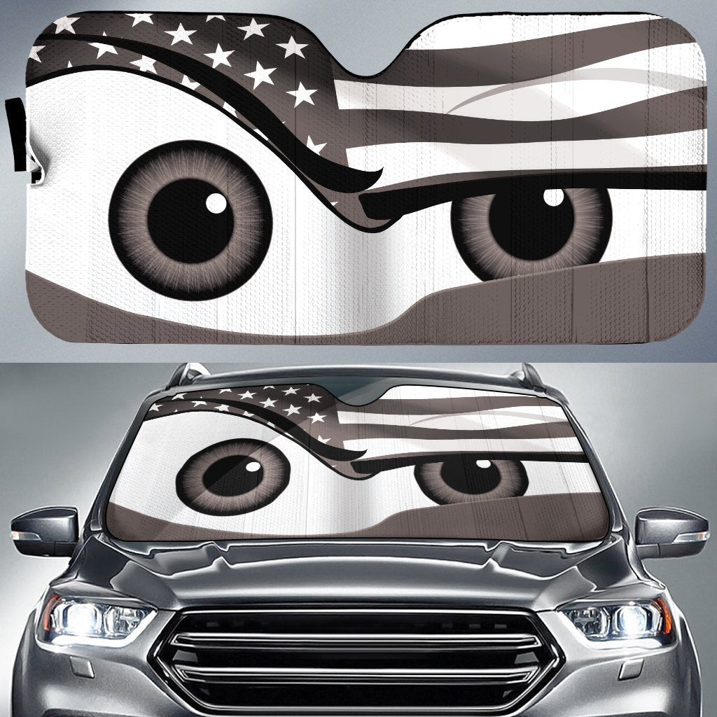 USA flag Eyes Cartoon Gray Custom Car Windshield Sunshades