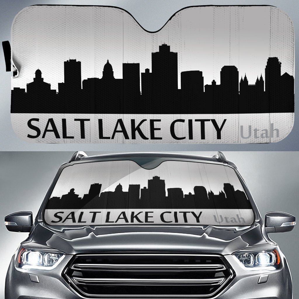 Utah's Salt Lake City Skyline Custom Designed on Car Sunshade