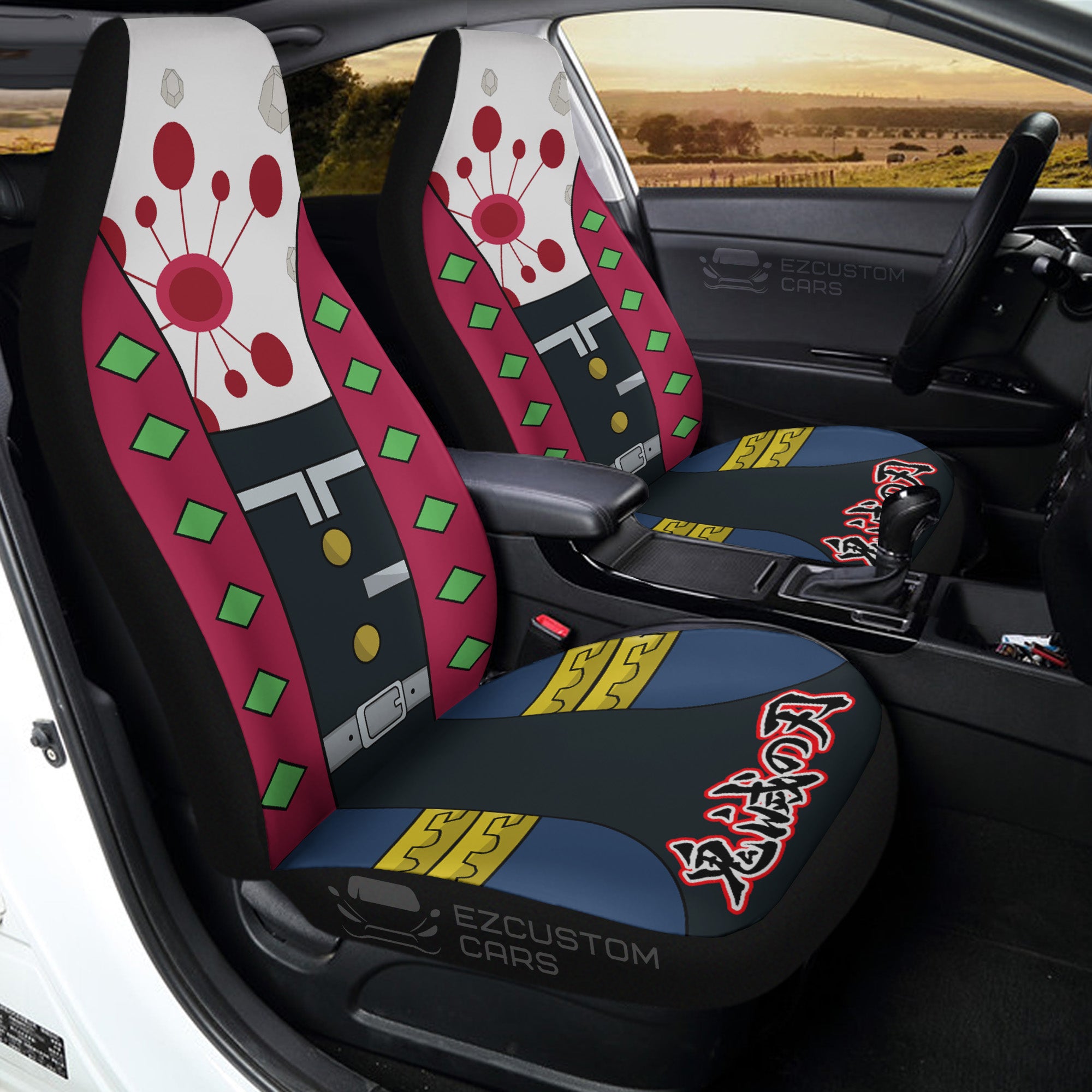 Uzui Tengen Demon Slayer Car Seat Covers Custom Anime Pattern Car Accessories