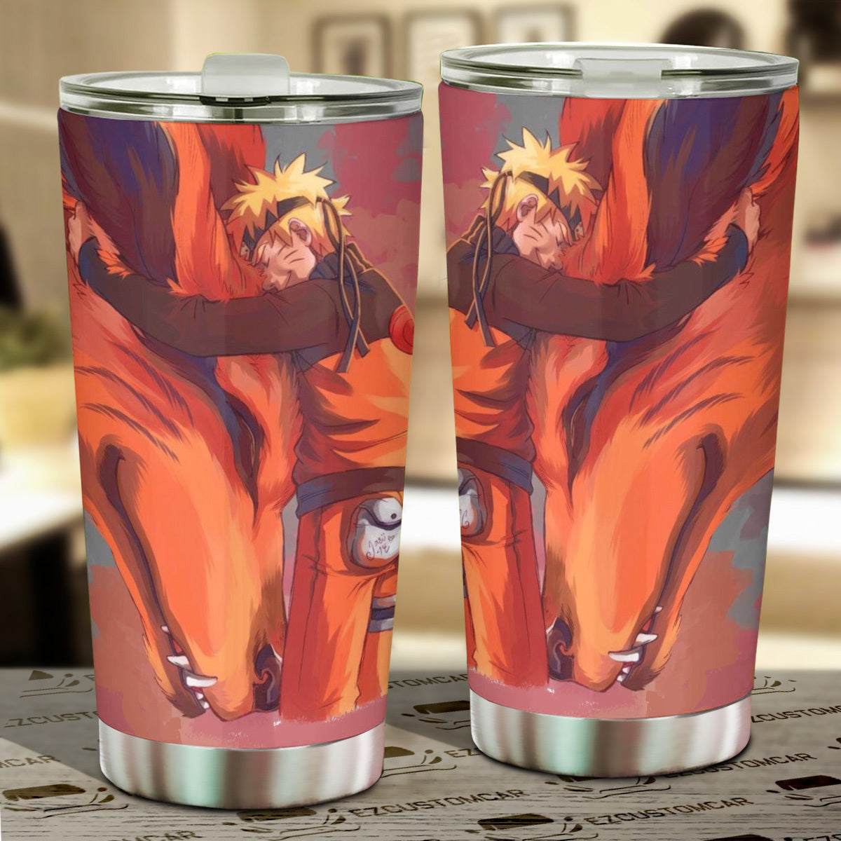 Uzumaki Naruto x Kurama Car Tumbler Cup Custom Naruto Anime Car Accessories