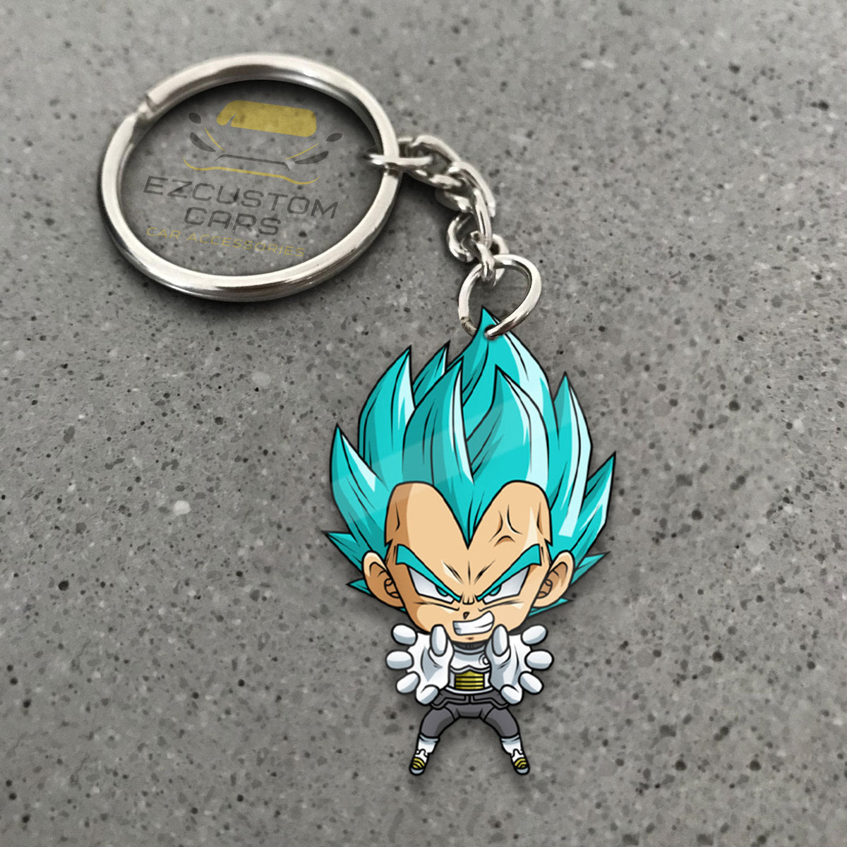 Vegeta Super Saiyan Blue Keychains Custom Anime Dragon Ball Car Accessories