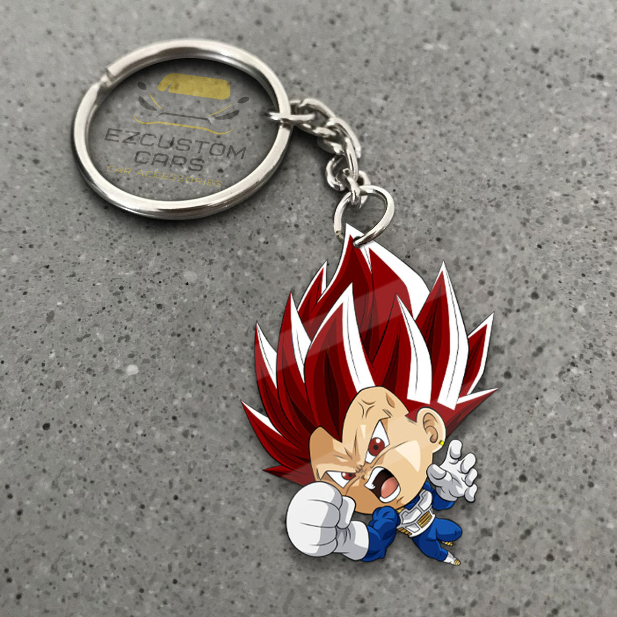 Vegeta Super Saiyan God Keychains Custom Anime Dragon Ball Car Accessories