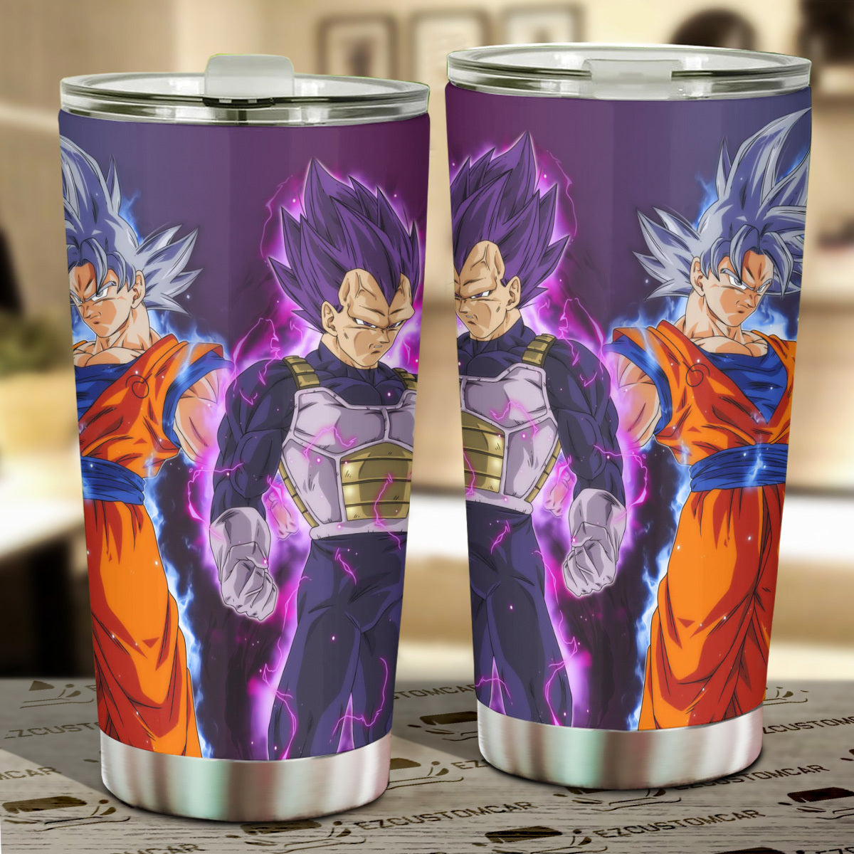 Vegeta Ultra Ego and Goku Ultra Instinct Master Car Tumbler Cup Dragon Ball Anime Car Accessories