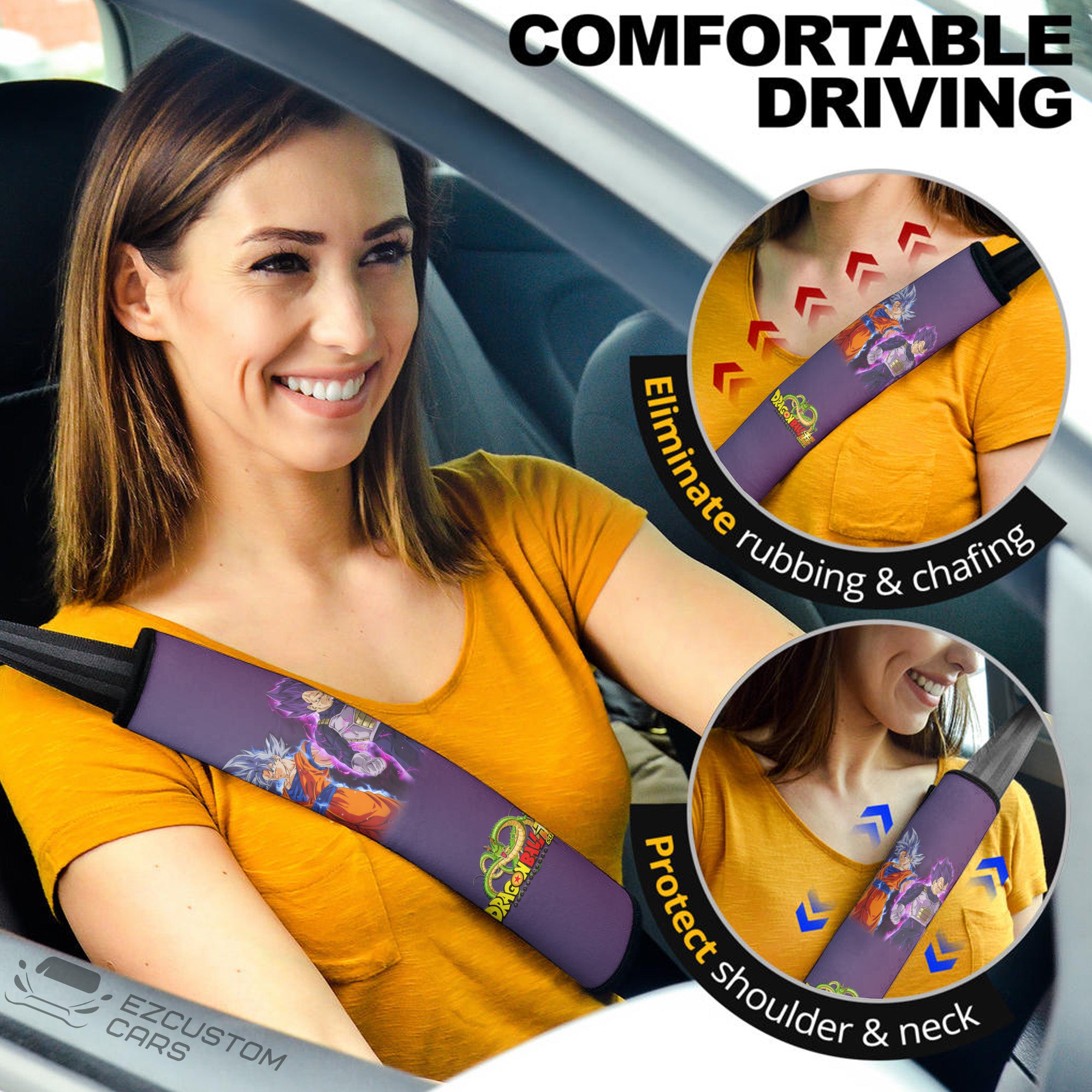 Vegeta Ultra Ego and Goku Ultra Instinct Master Seat Belt Covers Dragon Ball Anime Car Accessories