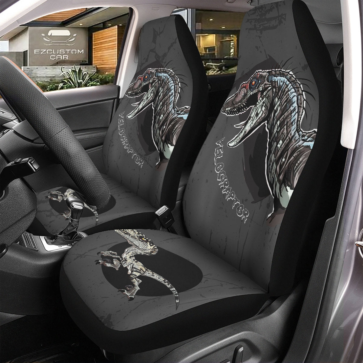 Velociraptor Car Seat Covers Custom Dinosaur Car Accessories