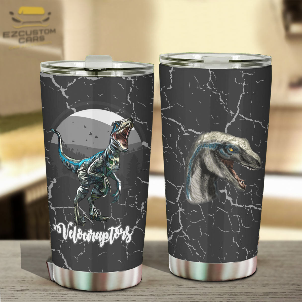 Velociraptor Car Tumbler Cup Custom Dinosaur Car Accessories