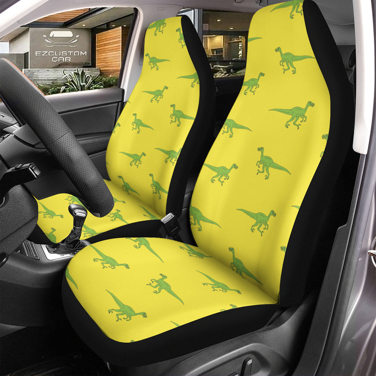 Velociraptor Pattern Car Seat Covers Custom Dinosaur Car Accessories