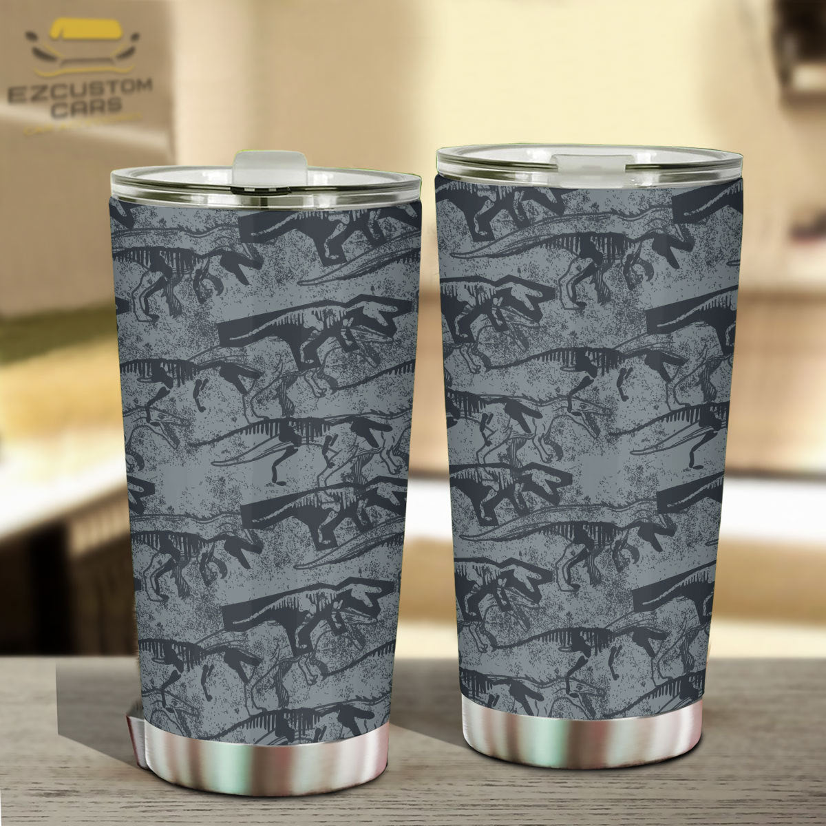 Velociraptor Pattern Car Tumbler Cup Custom Dinosaur Car Accessories