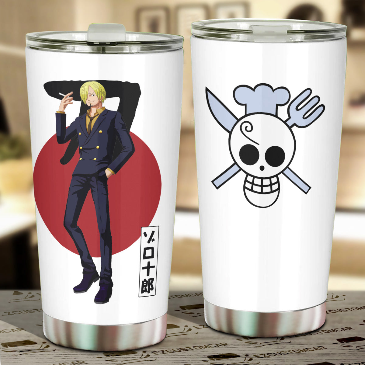 Vinsmoke Sanji Stainless Steel Tumbler Custom One Piece Sanji Flag Car Accessories