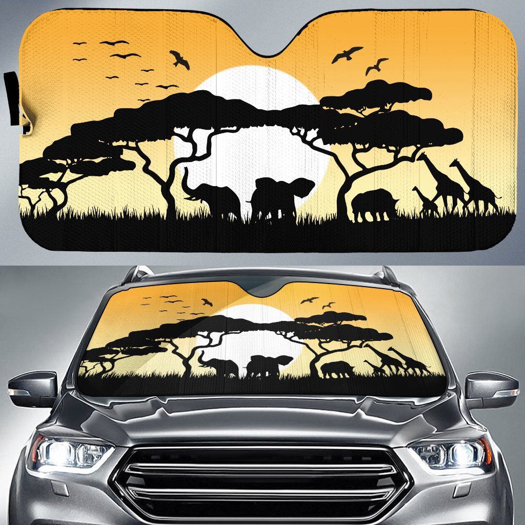 Wild nature in Africa Yellow Custom Car Sunshade