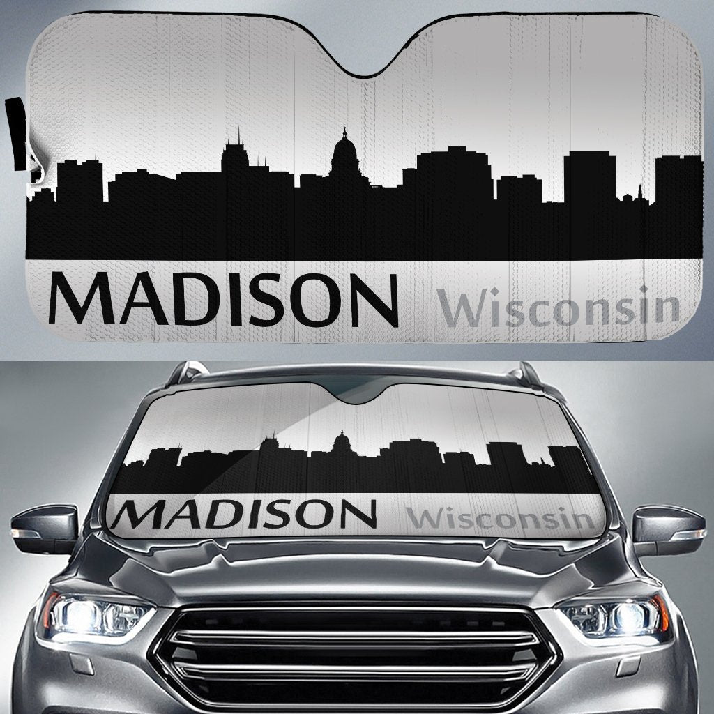 Wisconsin's Madison City Skyline Custom Designed on Car Sunshade