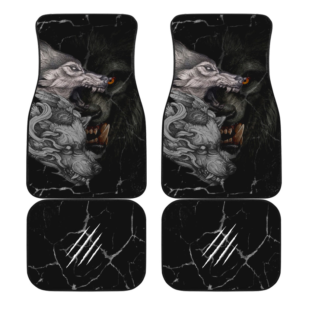 Wolf Fight Car Floor Mats Custom Animal Car Accessories