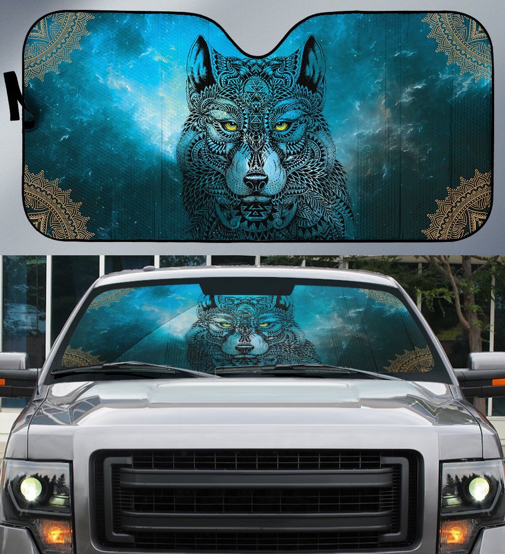 Wolf Mandala style Car Sunshade