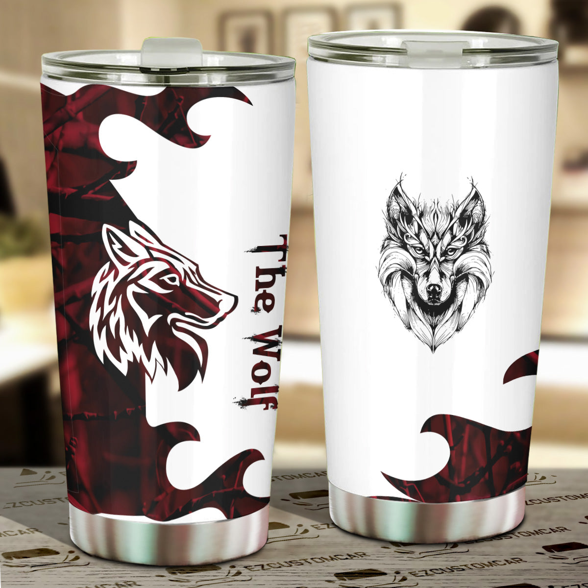 Wolf Native American Car Tumbler Cup Custom Animal Car Accessories