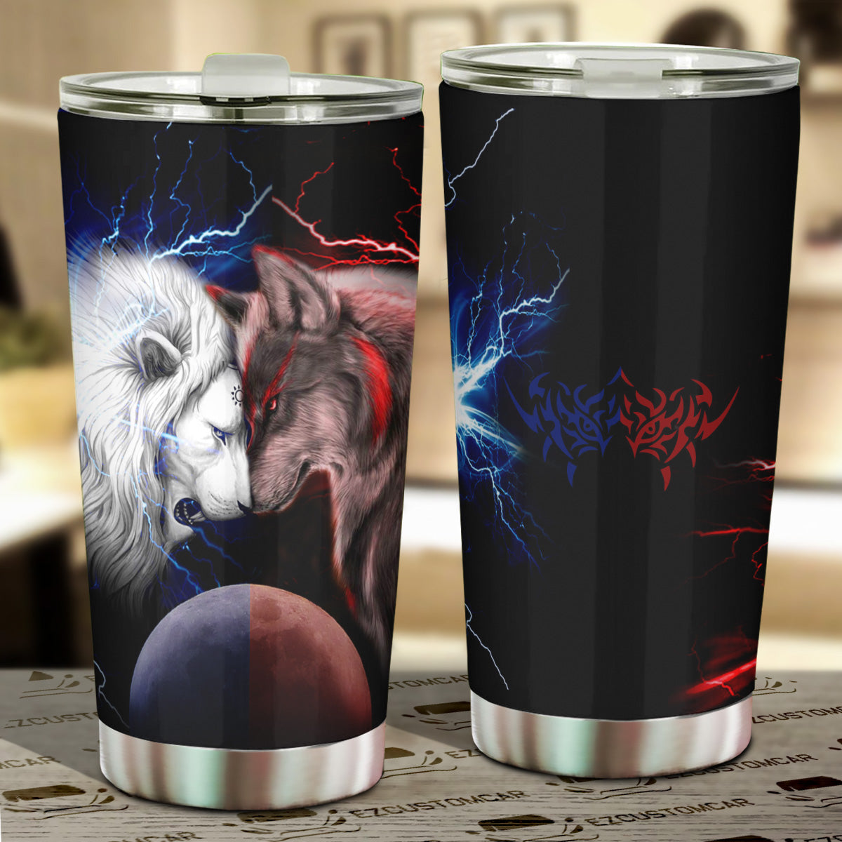 Wolf x Lion Car Tumbler Cup Custom Lion Car Accessories