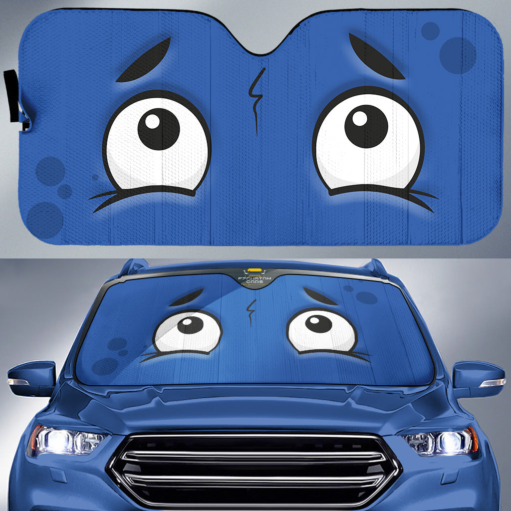 Worried Cartoon Eyes Car Windshield Sun Shade