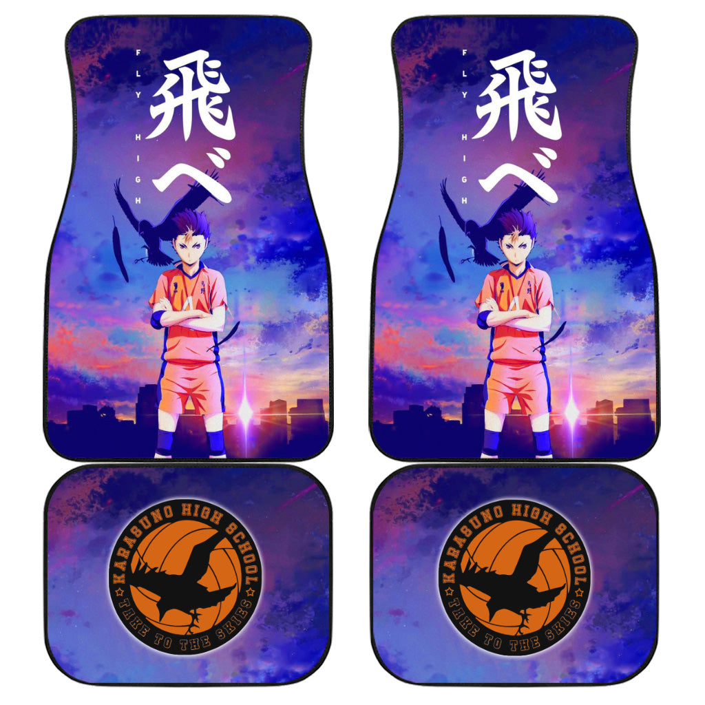 Yū Nishinoya Car Floor Mats Custom Haikyuu Volleyball Anime Car Accessories