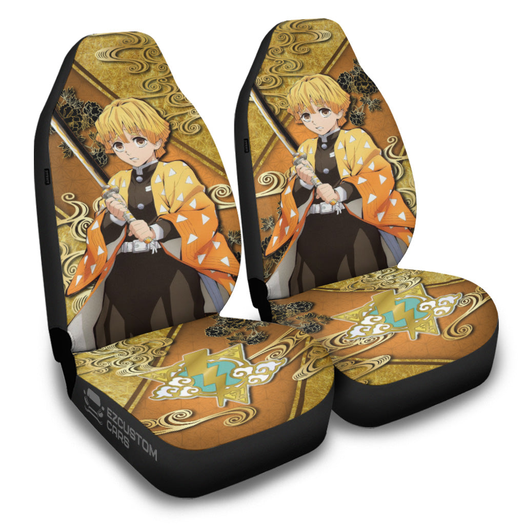 Zenitsu Agatsuma Car Seat Covers Demon Slayer Anime Car Accessories