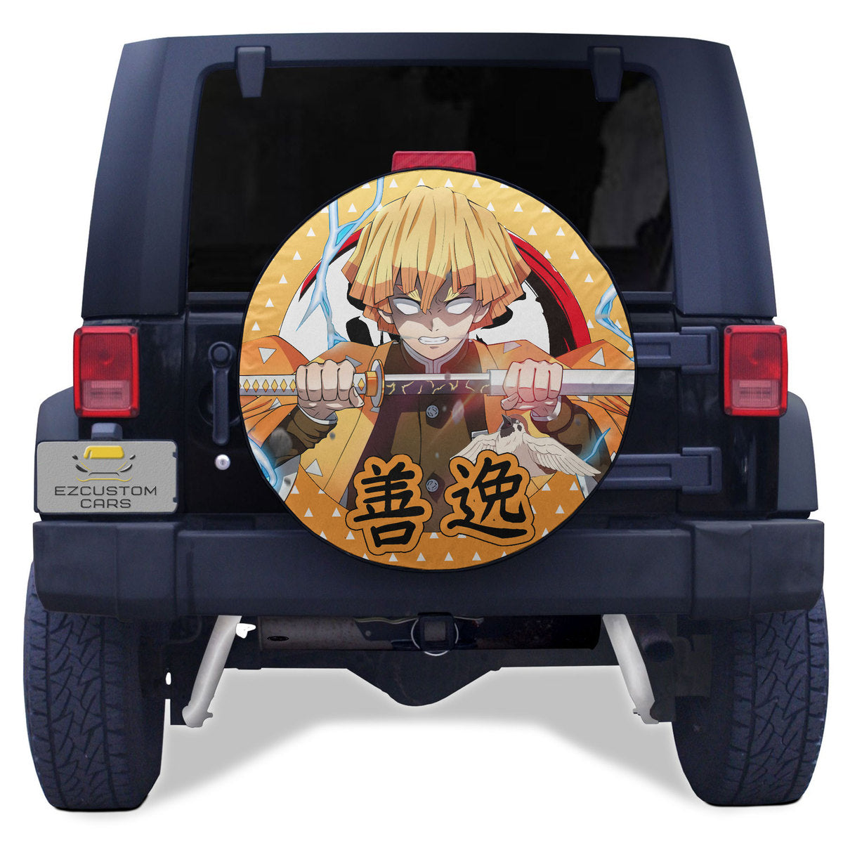 Zenitsu Agatsuma Spare Tire Cover Custom Demon Slayer Anime Car Accessories