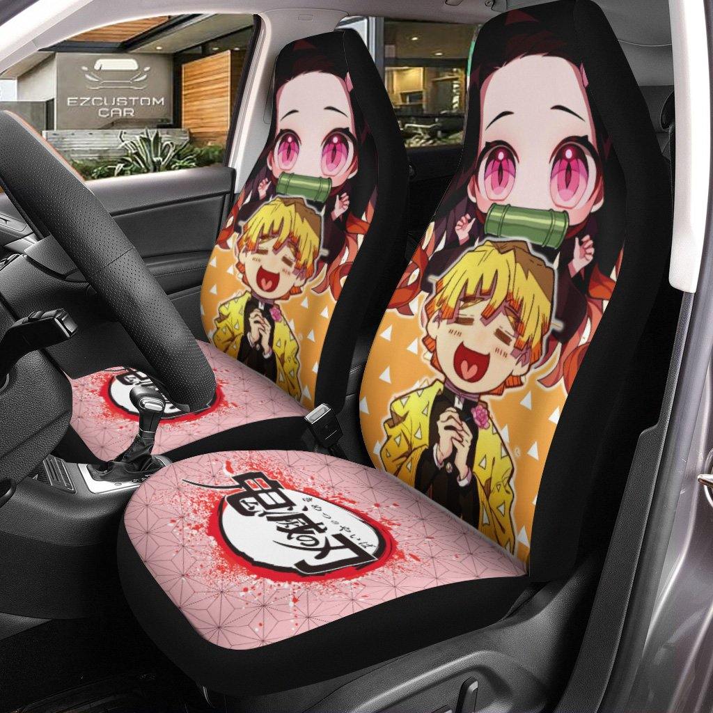 Zenitsu and Nezuko Car Seat Covers Custom Car Accessories Demon Slayer Anime