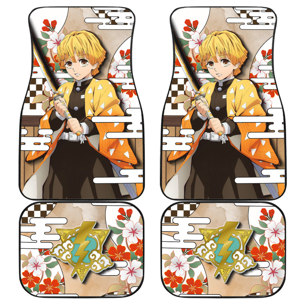 Zenitsu Car Floor Mats Custom Demon Slayer Anime Car Accessories