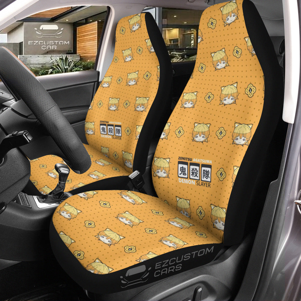 Zenitsu Car Seat Covers Custom Demon Slayer Anime Car Accessories