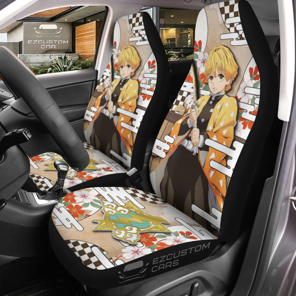 Zenitsu Car Seat Covers Custom Demon Slayer Anime Car Accessories