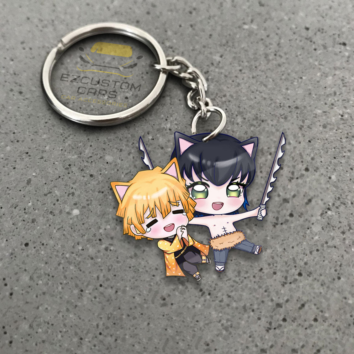 Zenitsu x Inosuke Keychains Custom Demon Slayer Anime Car Accessories