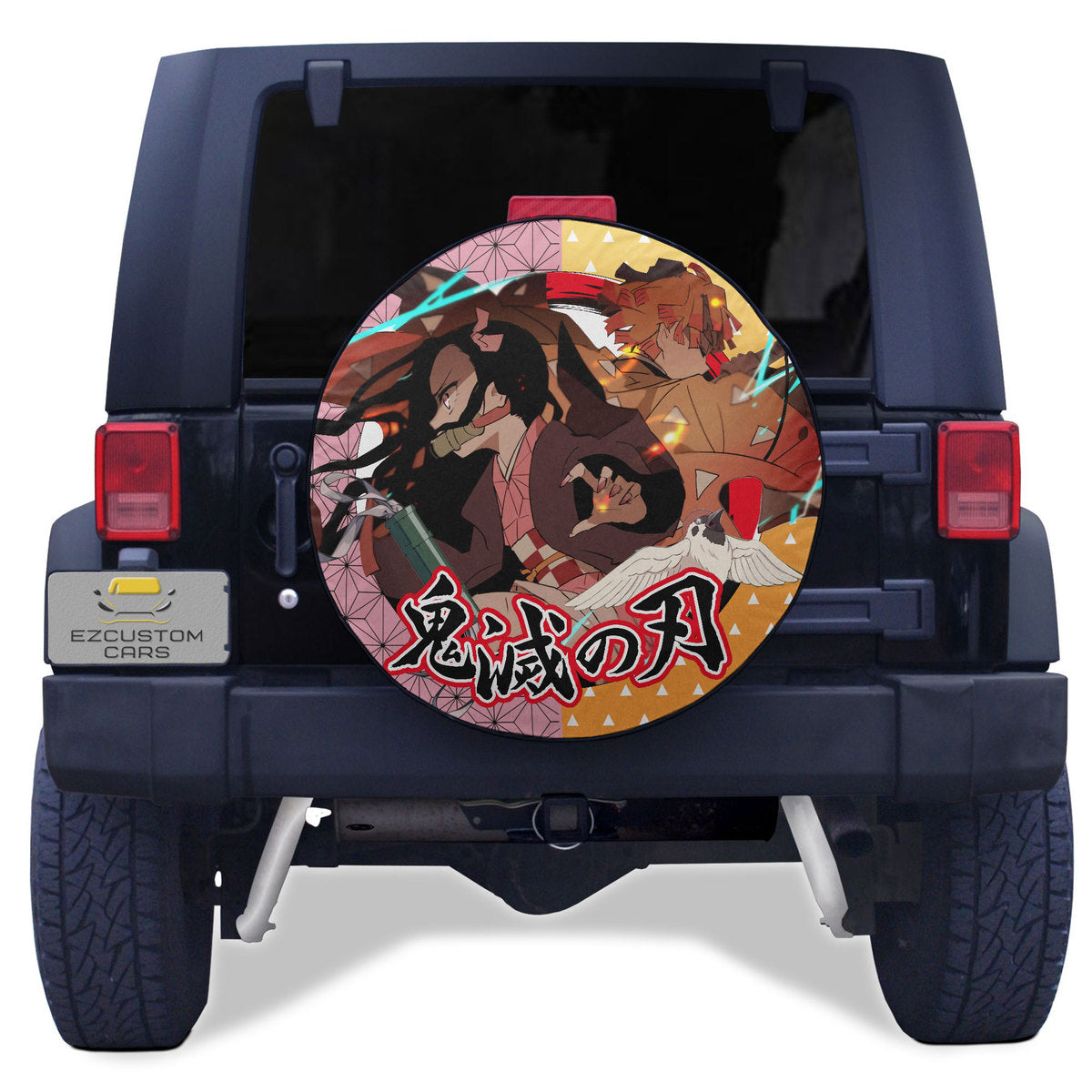 Zenitsu x Nezuko Spare Tire Cover Demon Slayer Anime Custom Car Accessories