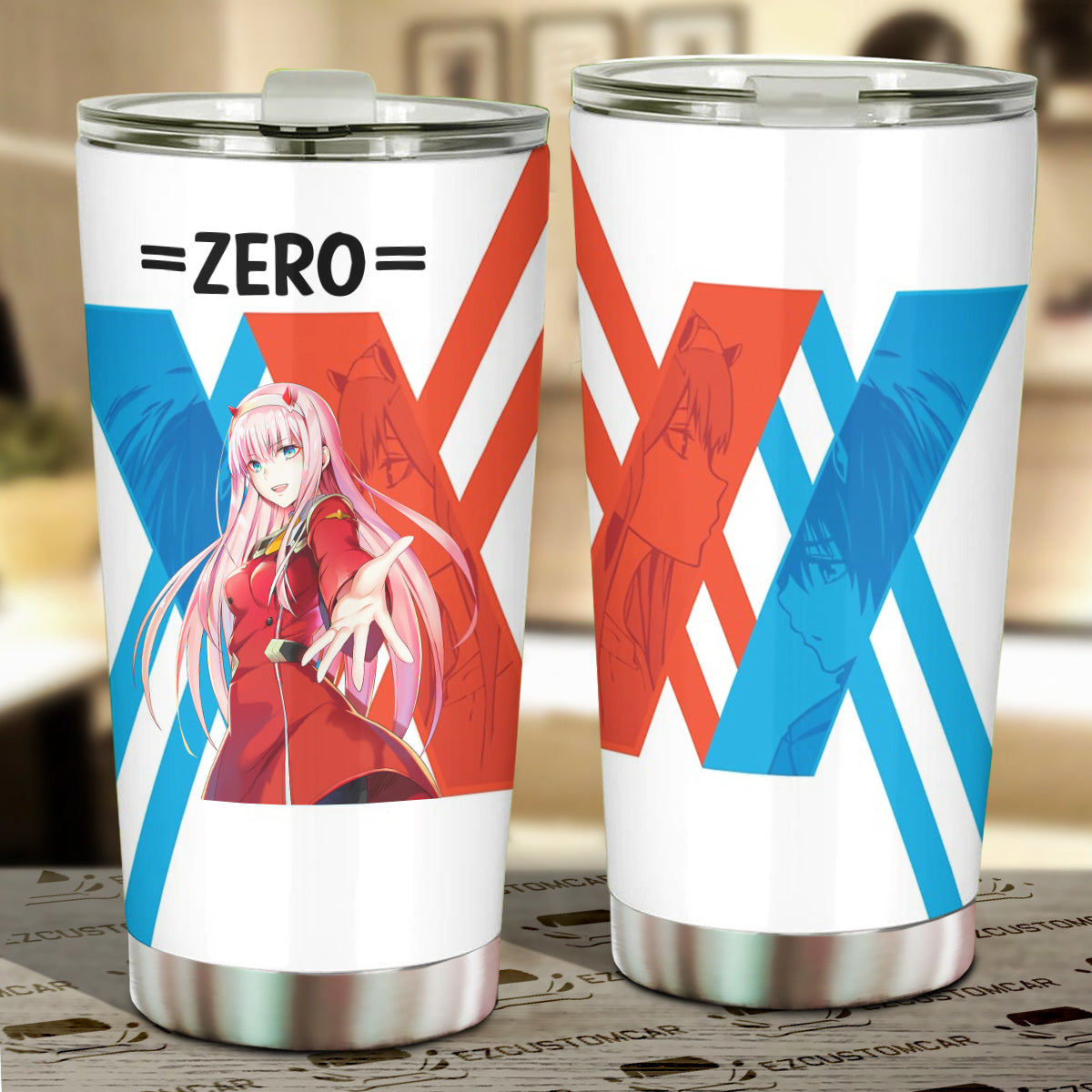 Zero Two Stainless Steel Tumbler Custom Darling In The Franxx Anime Car Accessories