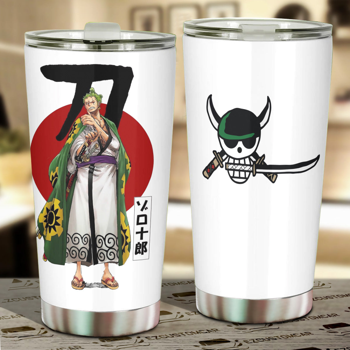 Zoro Car Tumblers Cup Custom One Piece Anime Car Accessories